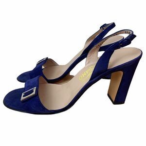 Salvador Ferragamo Diesis Suede Cobalt Blue Heel Sandal